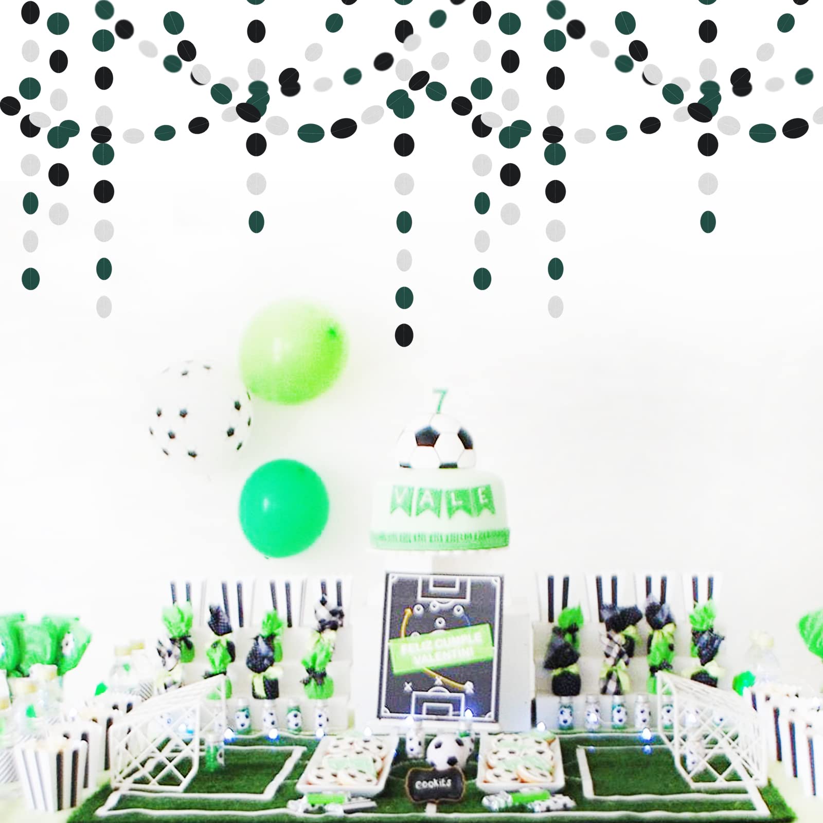 2025 Graduation Party Decorations - 52Ft Black Green Silver Hanging Paper Banner, Soccer Theme Garland Streamers for Men & Boys Birthday, Spring Summer Jungle Backdrop Bunting | Perfect for Graduations, Birthdays, Themed Parties & Home Decor