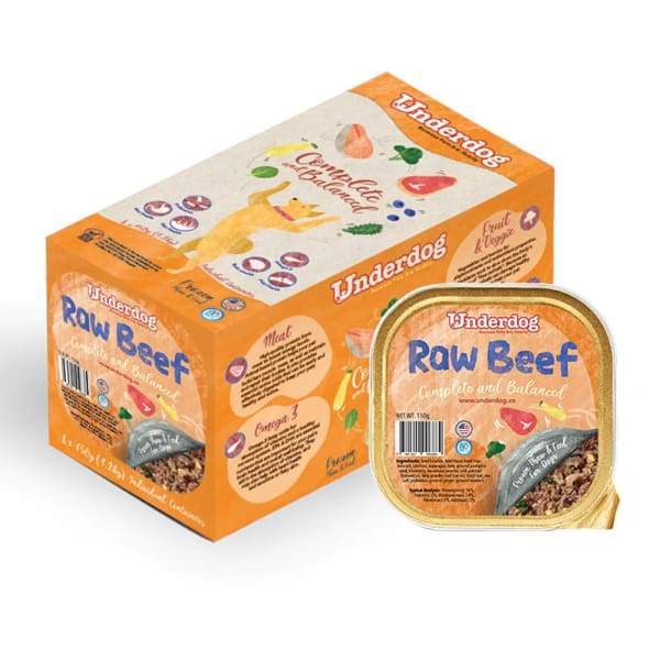 Premium Underdog Raw Beef Fresh Frozen Dog Food - 1.2kg / 3kg - Grain-Free, High-Protein Natural Diet for Dogs - Perfect for Puppies, Adult & Senior Dogs - Ideal for Raw Feeding & Meal Prep