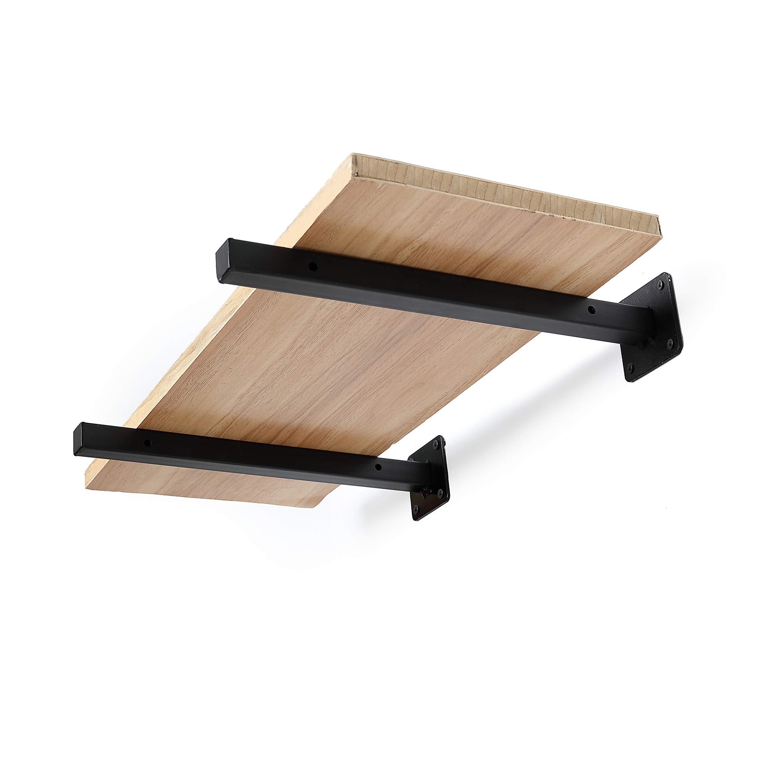 Heavy Duty 10 Inch Black Floating Shelf Brackets - Set of 4, Industrial Metal Wall Mounted Shelving Supports for Home Office, Kitchen & Bathroom Organization