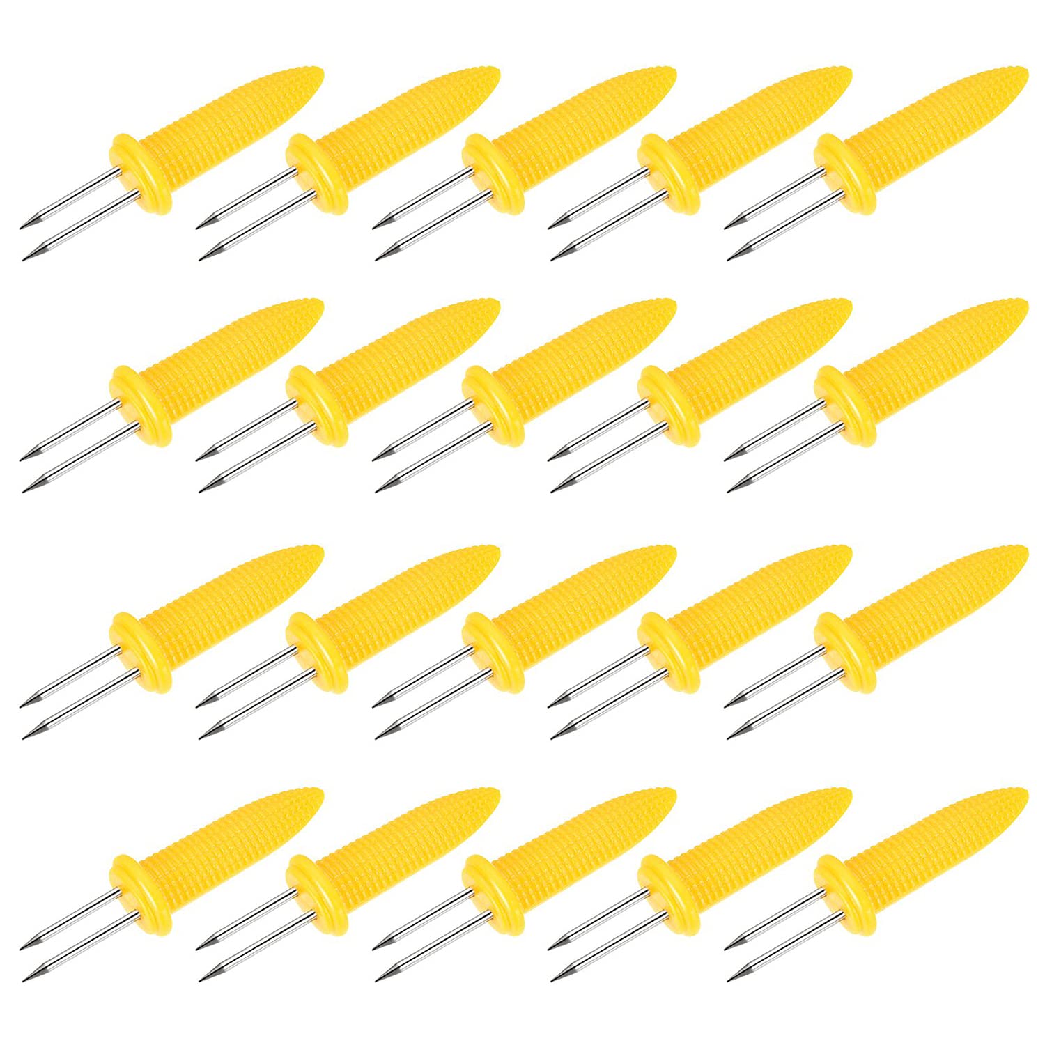Premium 20-Piece Stainless Steel Corn on The Cob Holders Set - Twin Prong Corn Skewers & Sweetcorn Forks for BBQ, Picnics & Home Cooking - Durable Corn Clips Kitchen Tool (Style 1) | Perfect for Summer Grilling, Outdoor Parties & Family Dinners
