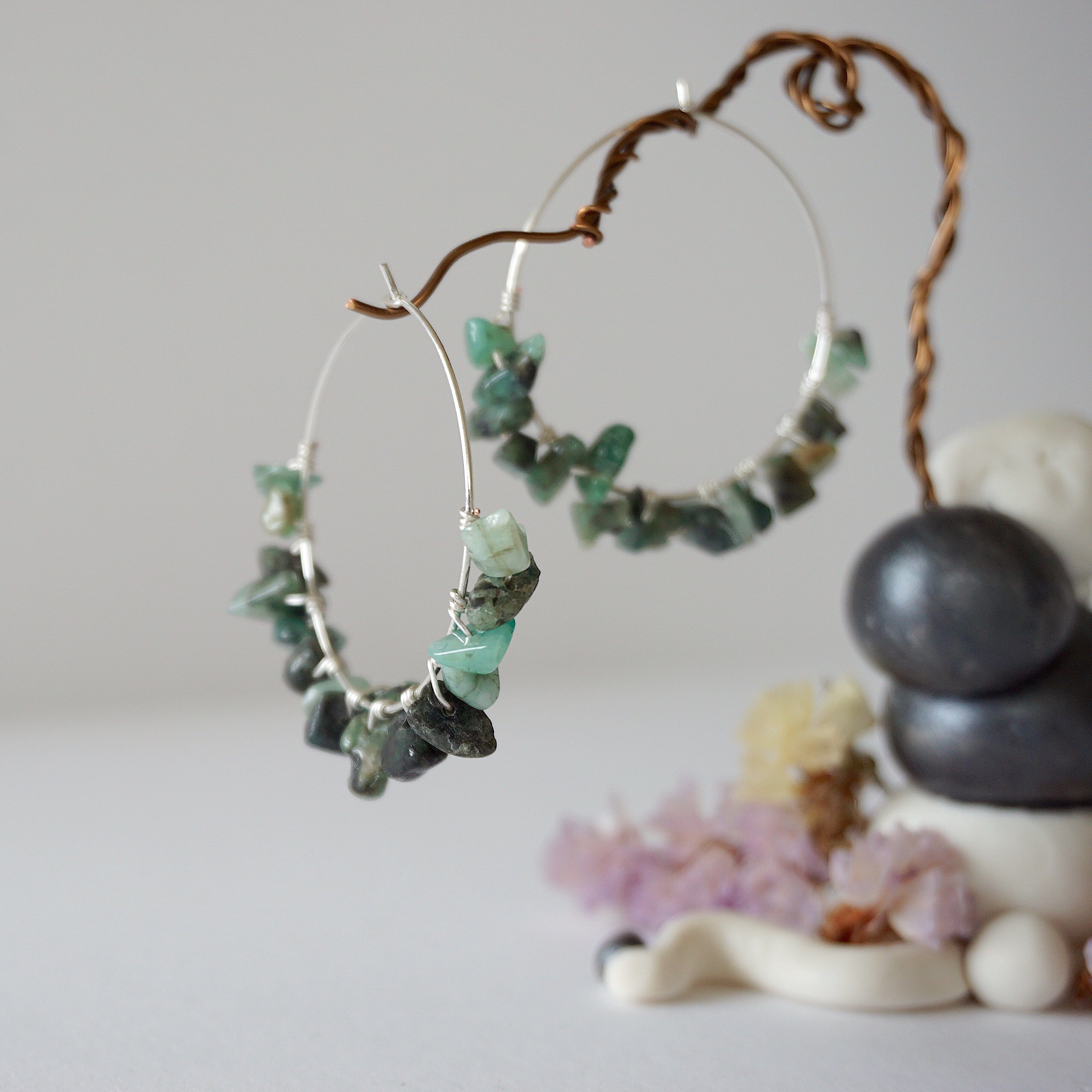 Stylish Emerald Cluster Silver Plated Hoop Earrings for Women - Trendy Dangle Jewelry for Parties, Weddings & Everyday Wear