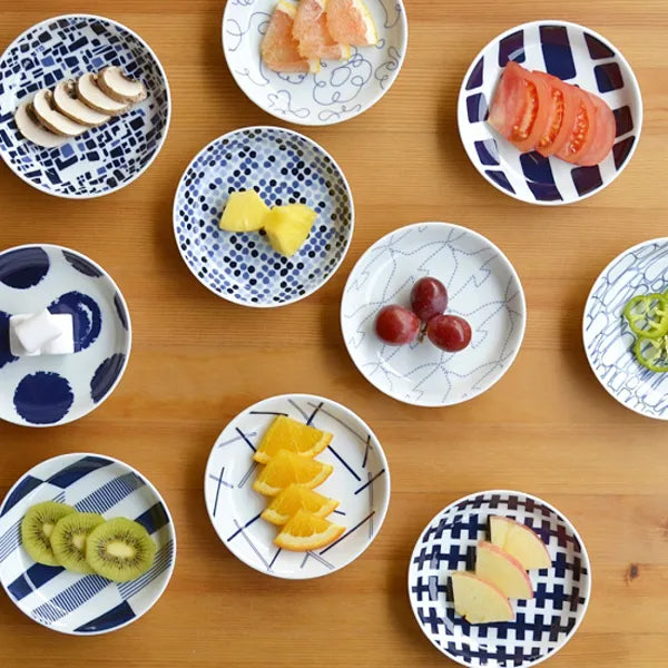 Premium Japanese Hasami Yaki Small Plate Set - 7-Piece Ceramic Dish Collection with Various Traditional Patterns | Ideal for Sushi, Appetizers & Home Decor