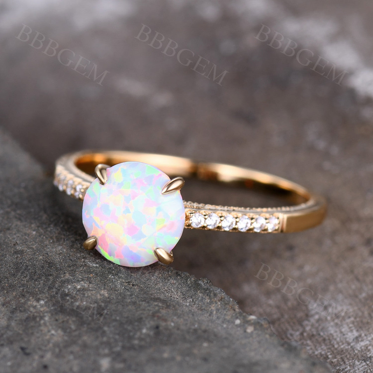 Opal Solitaire Engagement Ring for Women - 14K Rose Gold Wedding Band, Elegant Promise Ring for Her | Perfect for Proposals, Anniversaries & Special Occasions