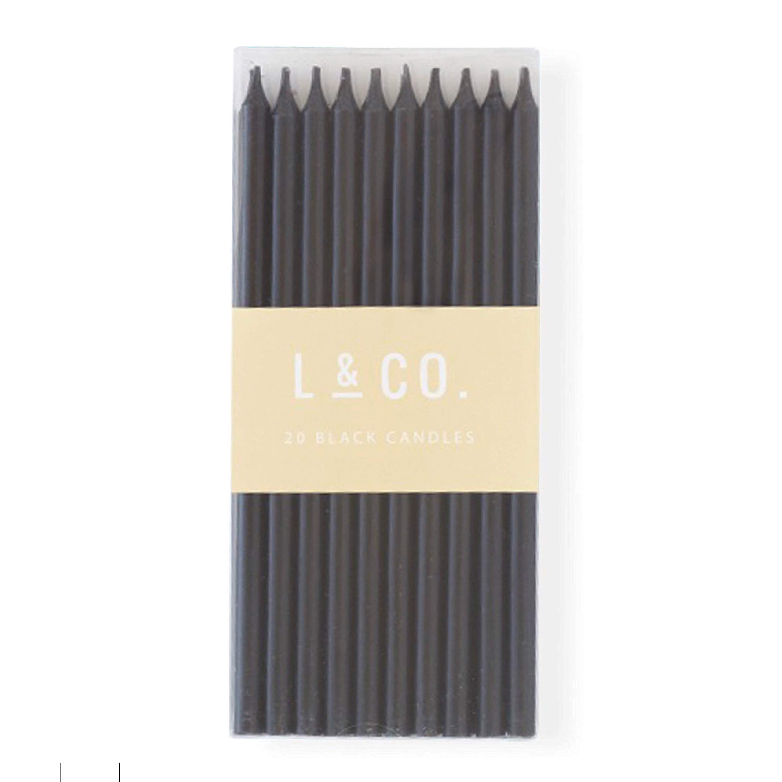 20 Count Tall Skinny Black Solid Birthday Cake Candles - Premium Wedding & Party Cake Decorations for Birthday Celebrations, Anniversaries & Special Events