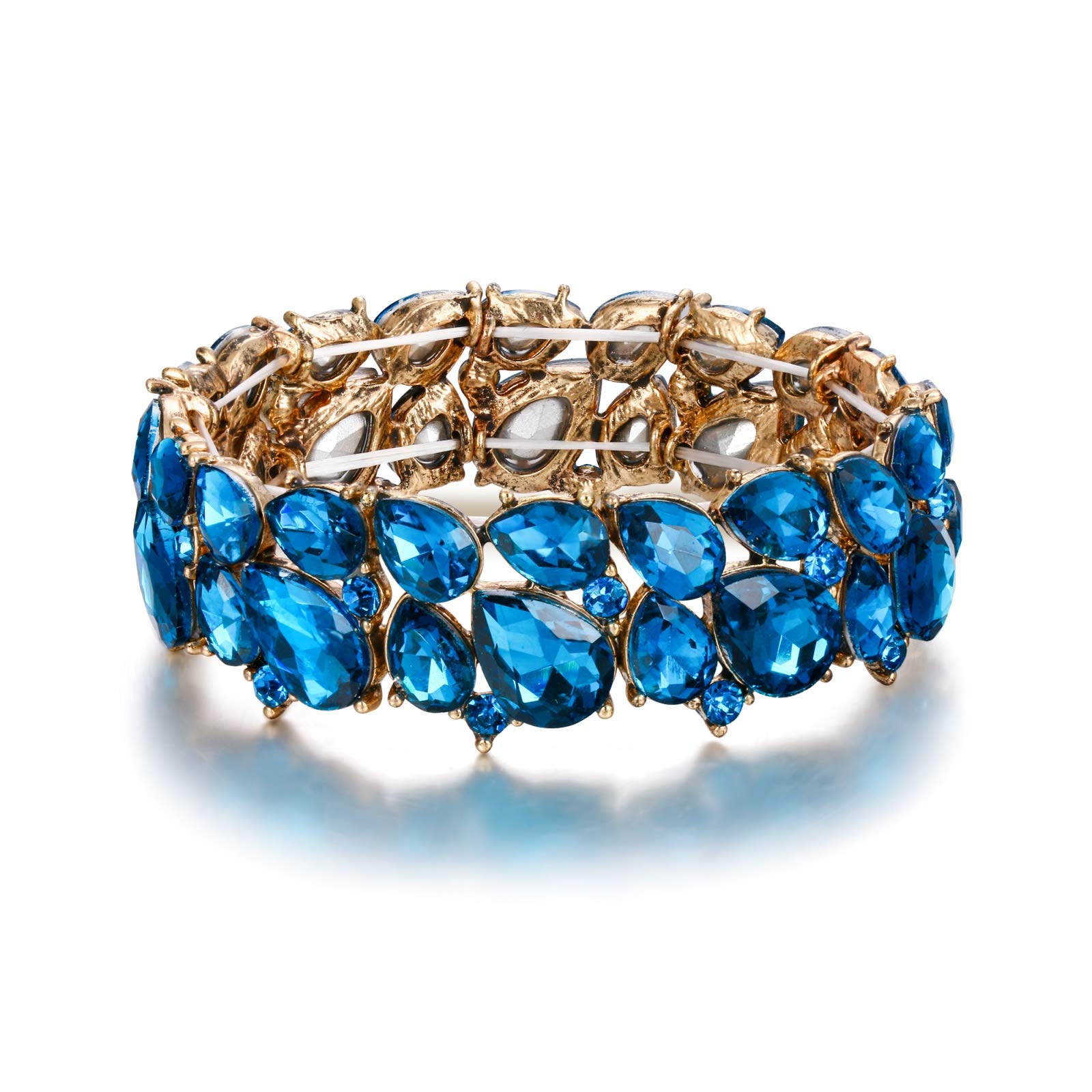 EVER FAITH Austrian Crystal Stretch Bracelet for Wedding & Party