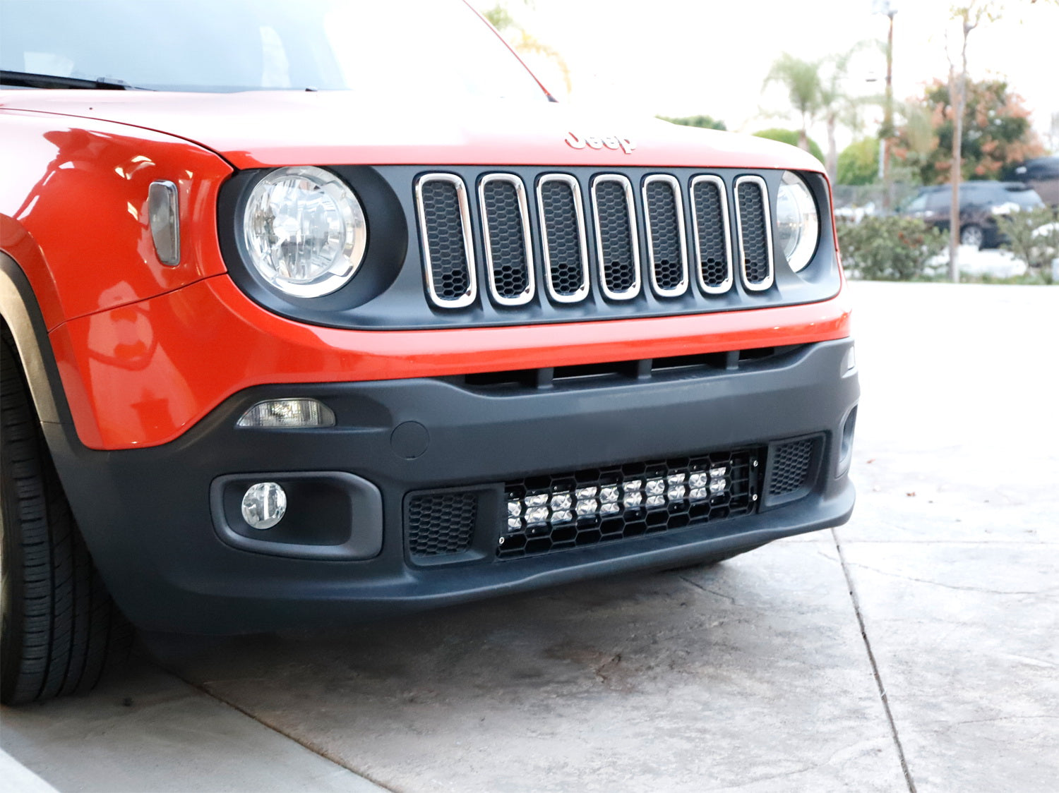 120W LED Light Bar with Behind Grille Mounts & Wiring Kit - Compatible with 2015+ Jeep Renegade - Off-Road, Camping, Night Driving & Emergency Lighting