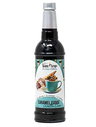 **Sugar Free Dessert & Ice Cream Syrup - Jordan's Skinny Syrups 750ml Bottle with Pump (Caramel Fudge Waffle Cone Flavor) | Perfect for Coffee, Baking, Cocktails & Healthy Treats**