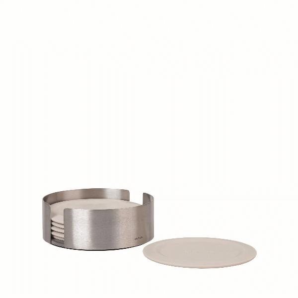 Premium Stainless Steel Drink Coasters Set - 6 Pack Round Absorbent Coasters for Hot & Cold Beverages - Perfect for Home, Office, Bar, and Restaurant Use