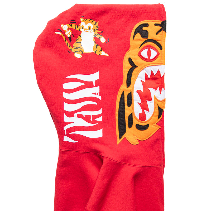 BAPE Tiger Full Zip Hoodie for Men & Women - Red Streetwear Fashion Hoodie for Casual Wear & Urban Style