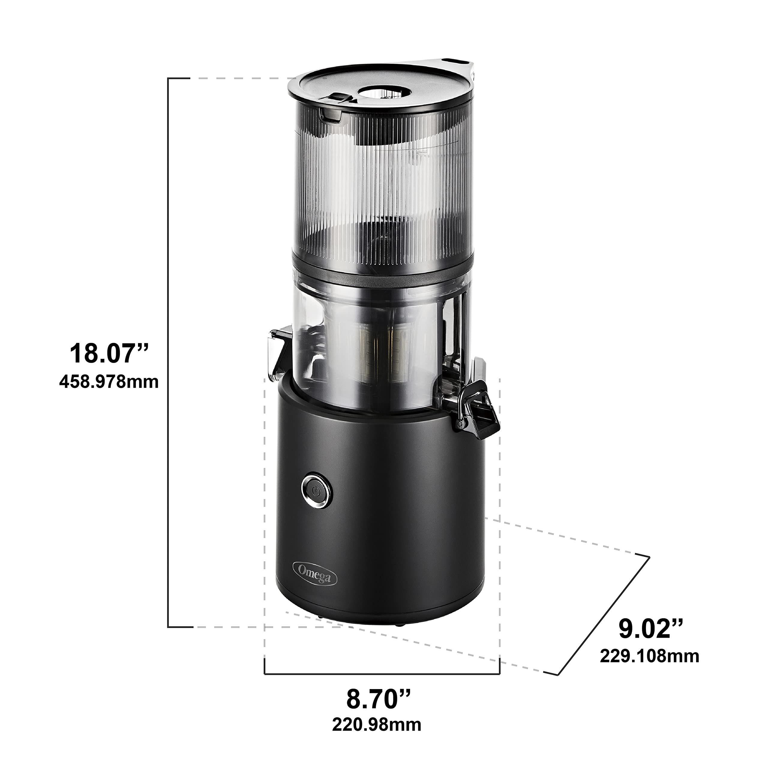 Omega Juicer Easy Clean Slow Masticating Cold Press Juicer - 68oz Large Hopper, 150W Motor for Fruits & Vegetables - Perfect for Healthy Juicing, Detox & Weight Loss - Effortless Batch Juicing with No-Prep Design (Black)