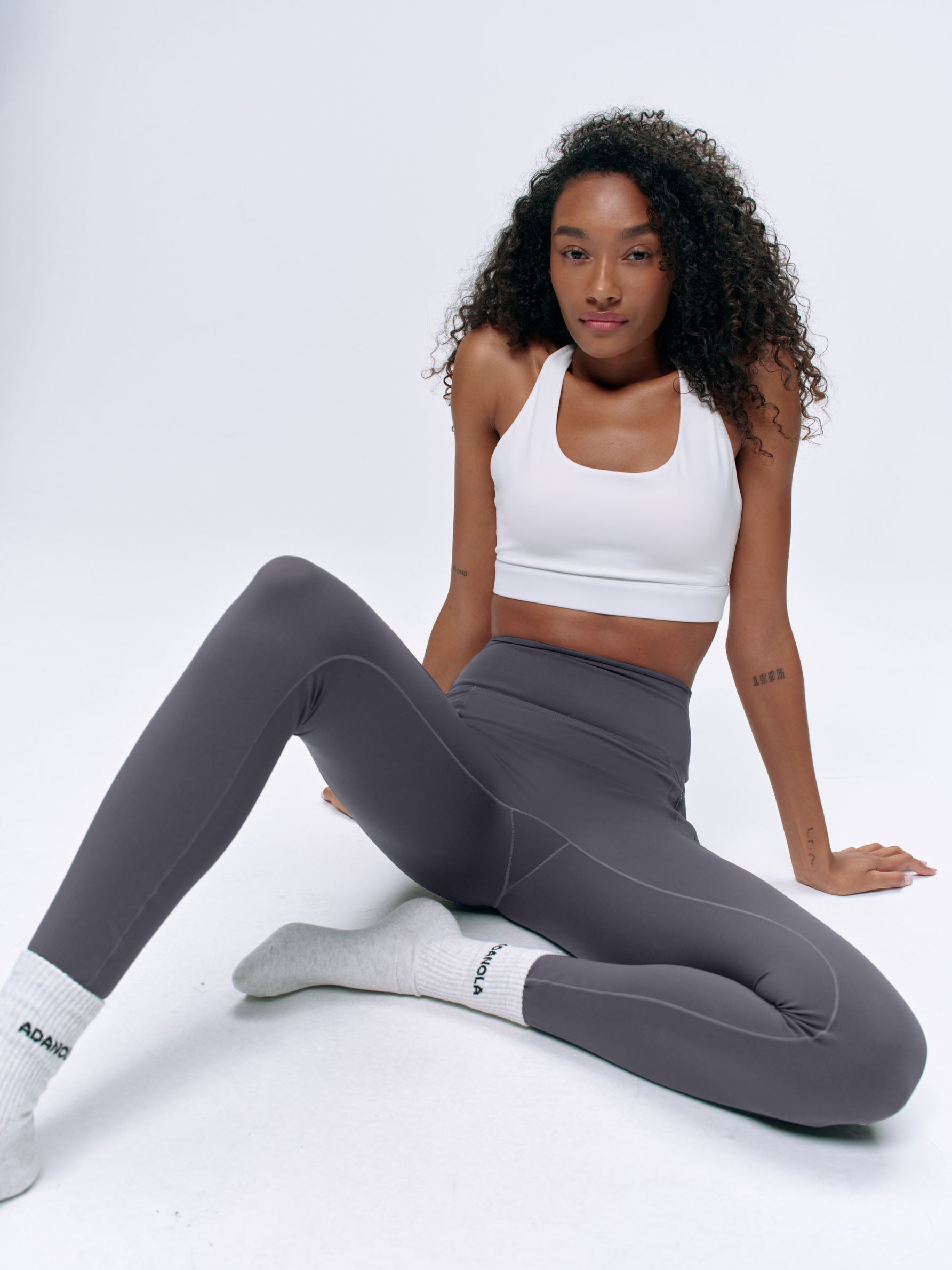 Ultimate Seam Detail Zip Pocket Leggings - Dark Grey | High Waisted Workout Yoga Pants for Women | Gym Running Travel & Everyday Wear