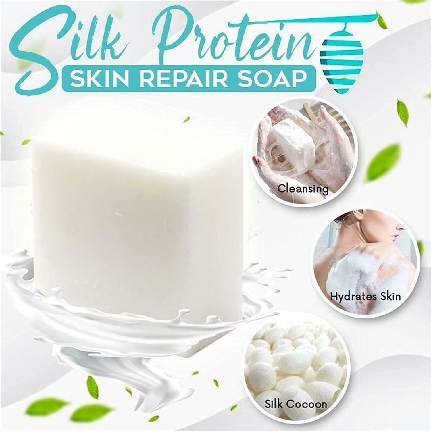 Organic Goat Milk Soap with Silk Protein - Skin Repair, Brightening & Oil Control Facial Cleanser - Gentle Exfoliating Bar for Face & Body (2 Pack) - Perfect for Sensitive, Dry & Acne-Prone Skin - Ideal for Daily Skincare Routine & Spa Treatments