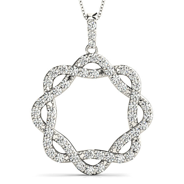 1.00 Carat Diamond Criss Cross Infinity Circle Pendant Necklace for Women - Elegant Jewelry Gift for Anniversary, Valentine's Day & Special Occasions