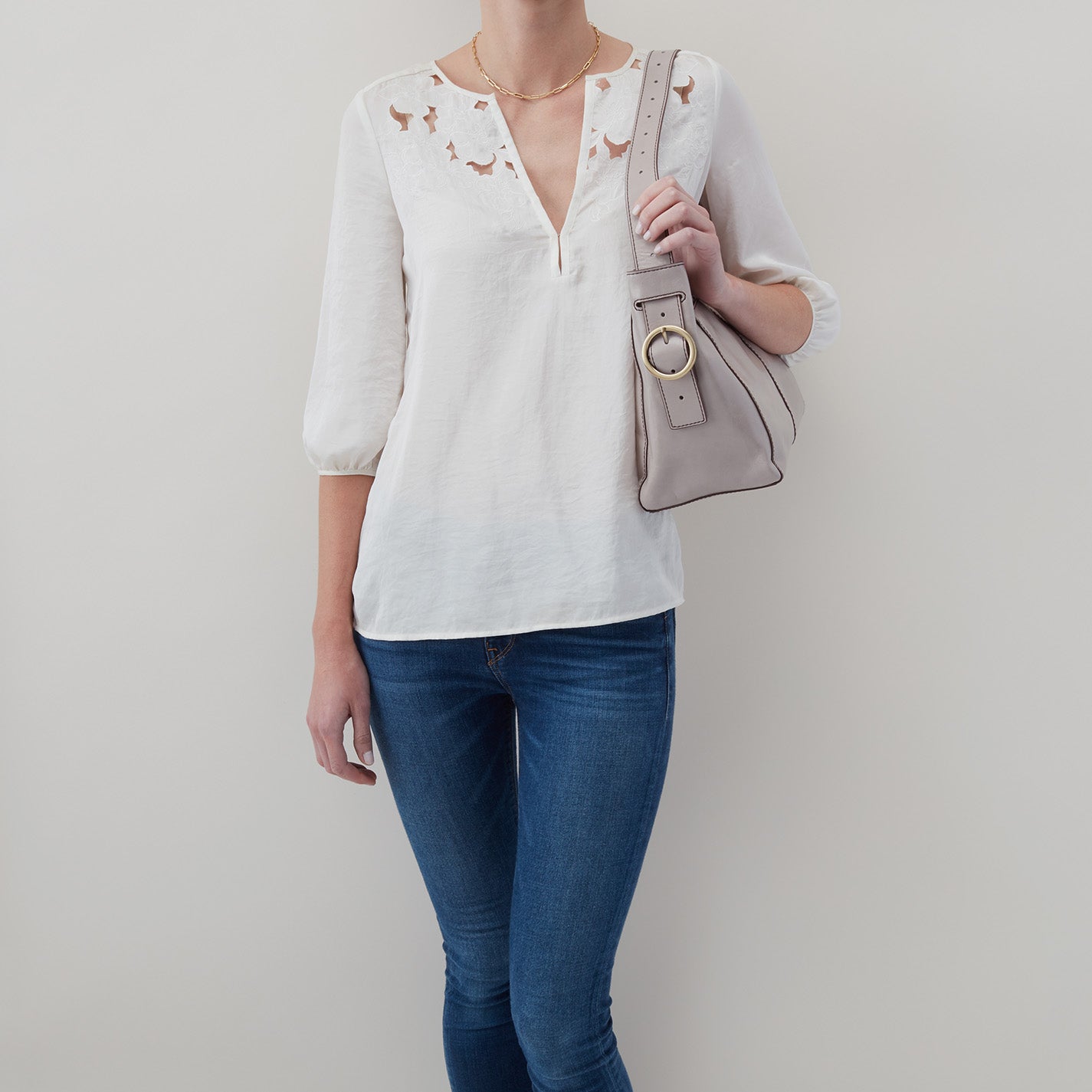 Premium Polished Leather Shoulder Bag - Light Grey | Stylish & Durable Crossbody Bag for Women | Perfect for Work, Travel & Everyday Use