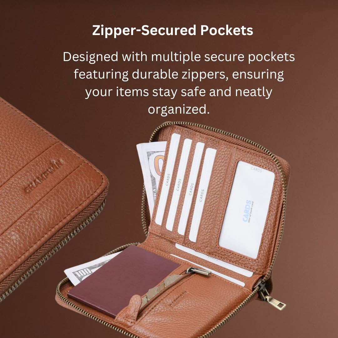 RFID Blocking Slim Leather Bifold Travel Wallet for Men & Women - Holds Passport, Credit Cards & Travel Essentials | Perfect for Airports, Business Trips & Daily Use