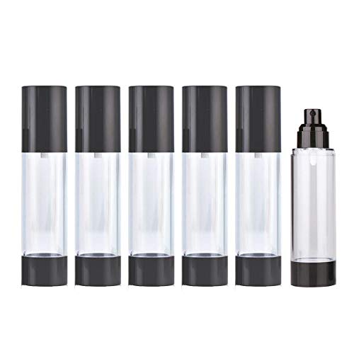 6-Pack 1oz (30ml) Black Airless Fine Mist Spray Bottles - Travel Size Cosmetic Containers for Skincare, Haircare & Essential Oils - Perfect for Toiletries, Gym Bag & Vacation Essentials
