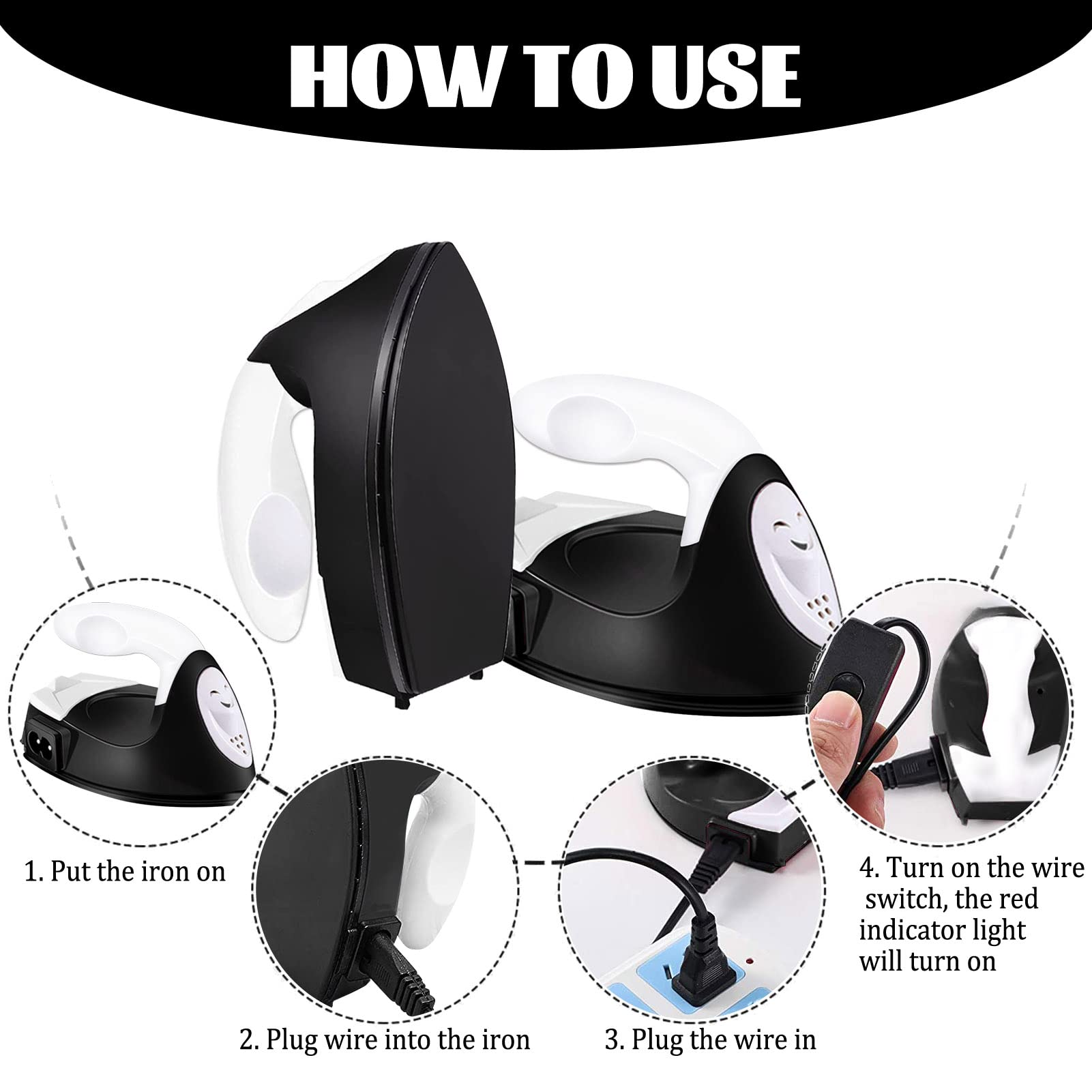 Portable Mini Heat Press Machine for T-Shirts, Hats, Bags & Shoes - Compact Craft Iron with Charging Base - Perfect for DIY HTV Vinyl Projects & Small Fabric Crafts (Black) - Ideal for Home Use, Small Businesses & Crafting Enthusiasts