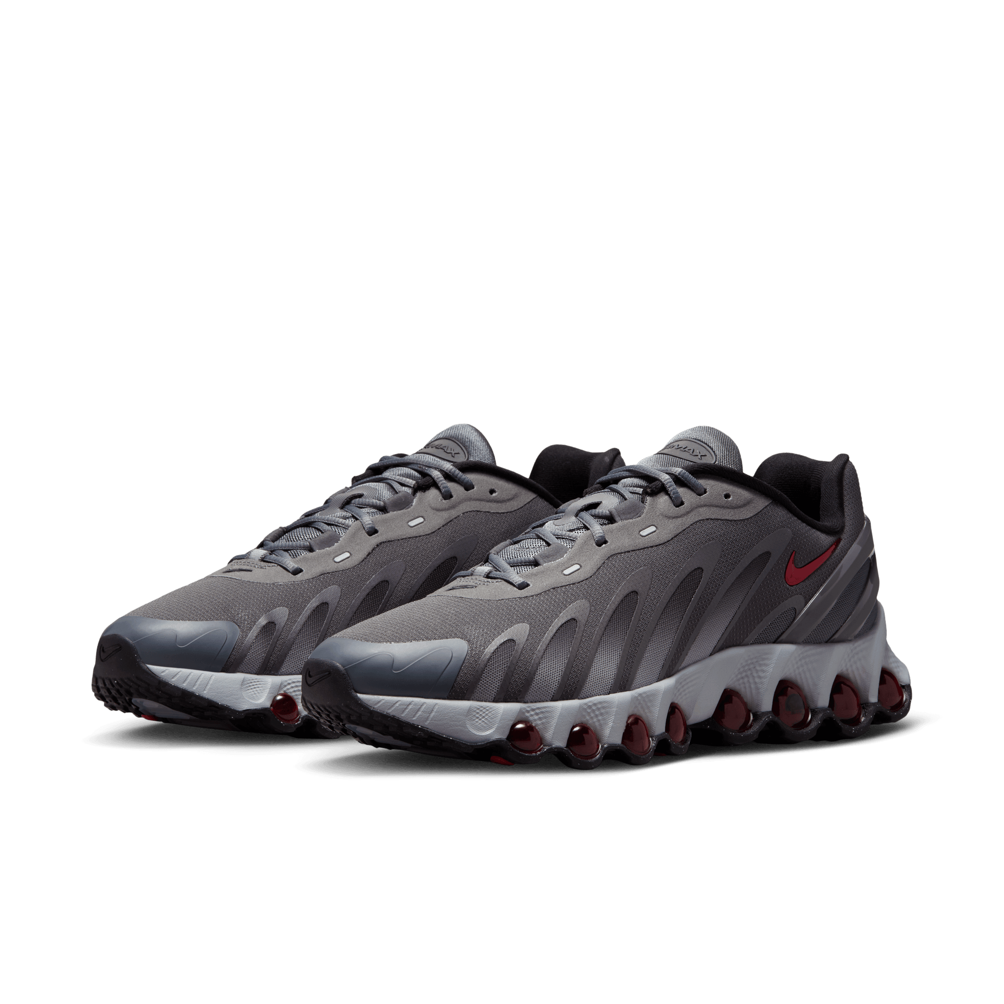 Nike Air Max DN8 Running Shoes - Iron Grey/Bright Crimson - Lightweight & Cushioned for Men's Athletic Performance - Perfect for Gym, Jogging & Casual Wear