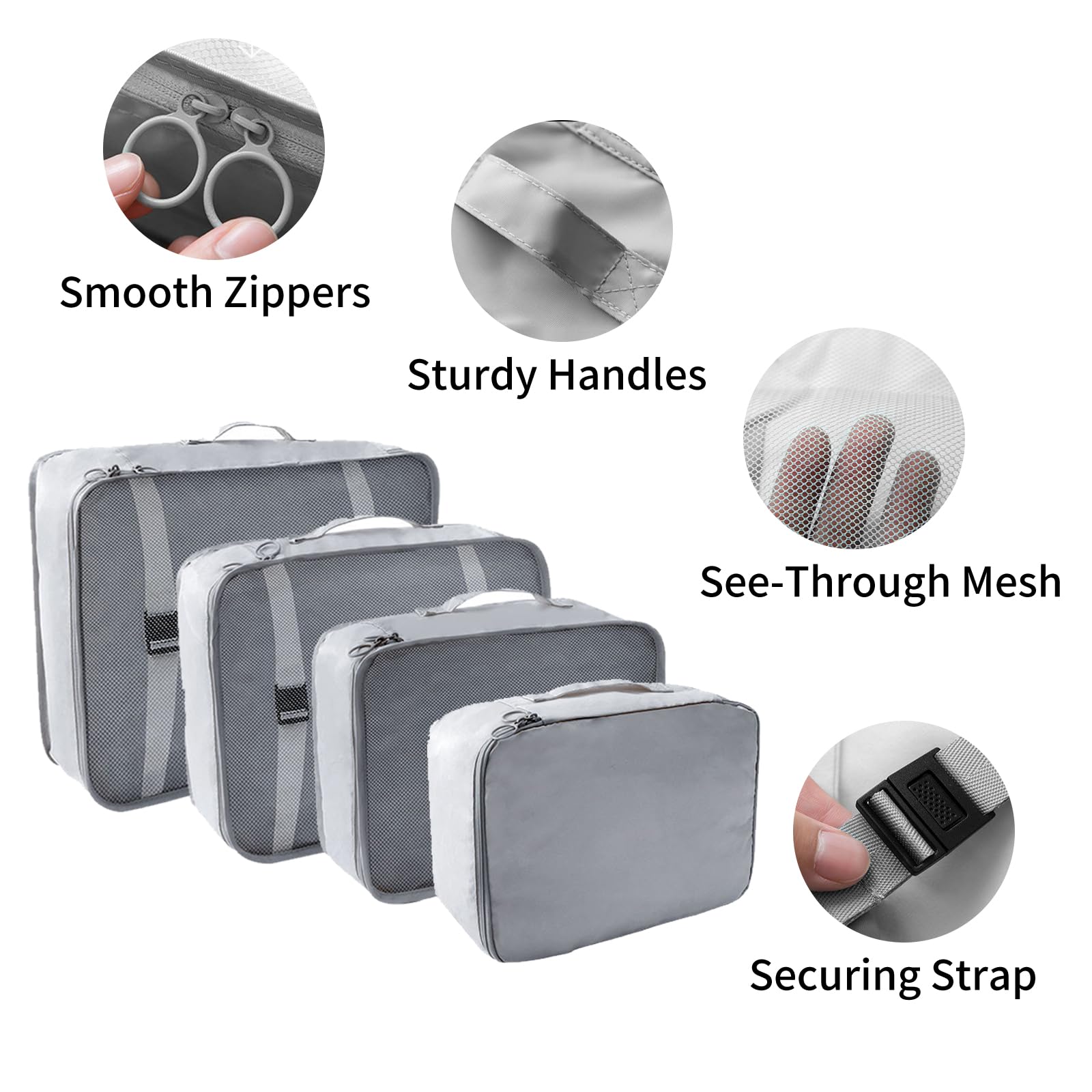 SLMT 10-Piece Packing Cubes Set for Suitcases - Lightweight Luggage Organizer Bags for Carry-On & Travel - Perfect Travel Essentials for Women & Men (Grey) - Ideal for Business Trips, Vacations & Weekend Getaways