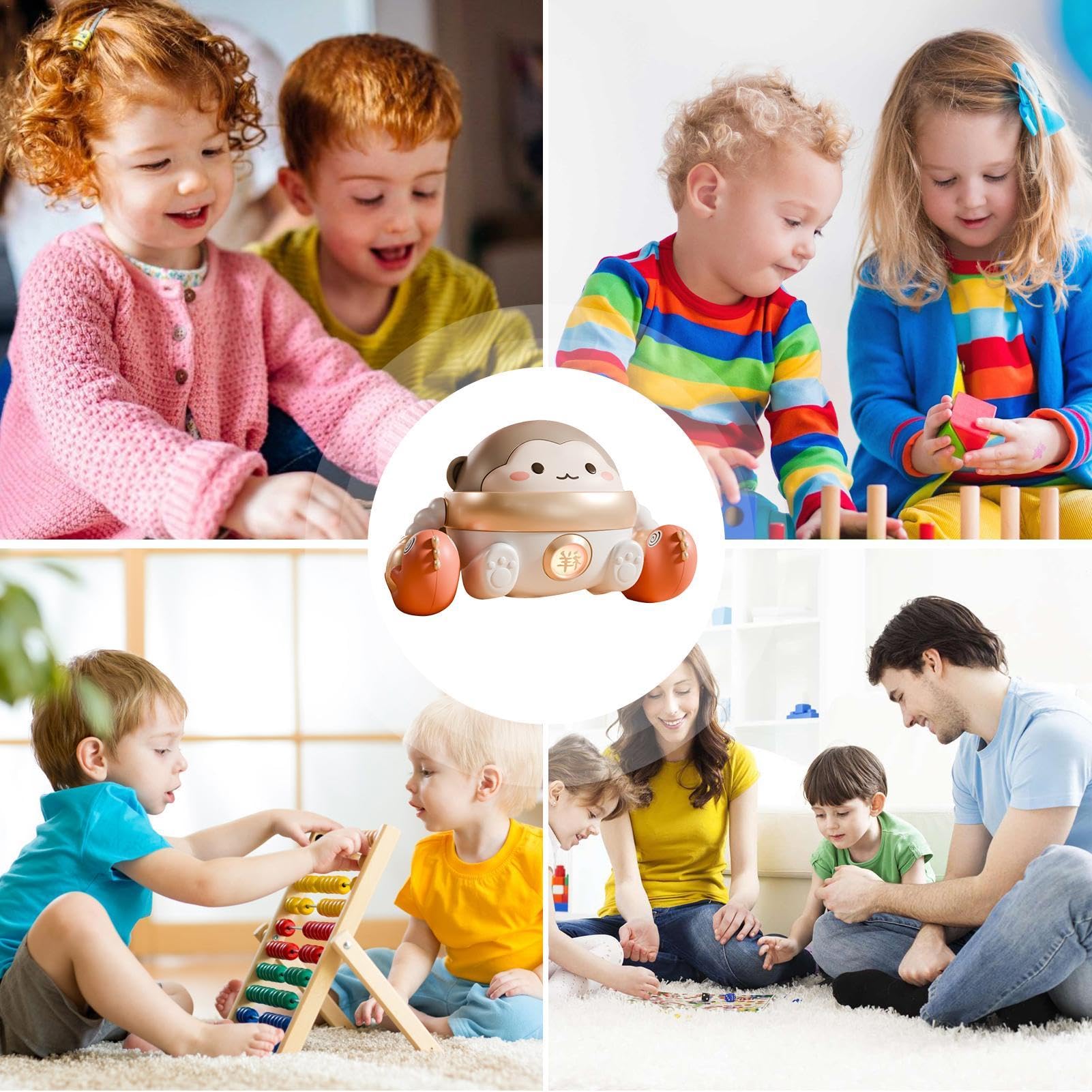 Pzuryhg Electric Rolling Monkey Toy - Interactive Crawling Monkey for Toddlers & Kids, Fun Educational Toy for Boys & Girls - Perfect for Playtime, Learning & Motor Skill Development