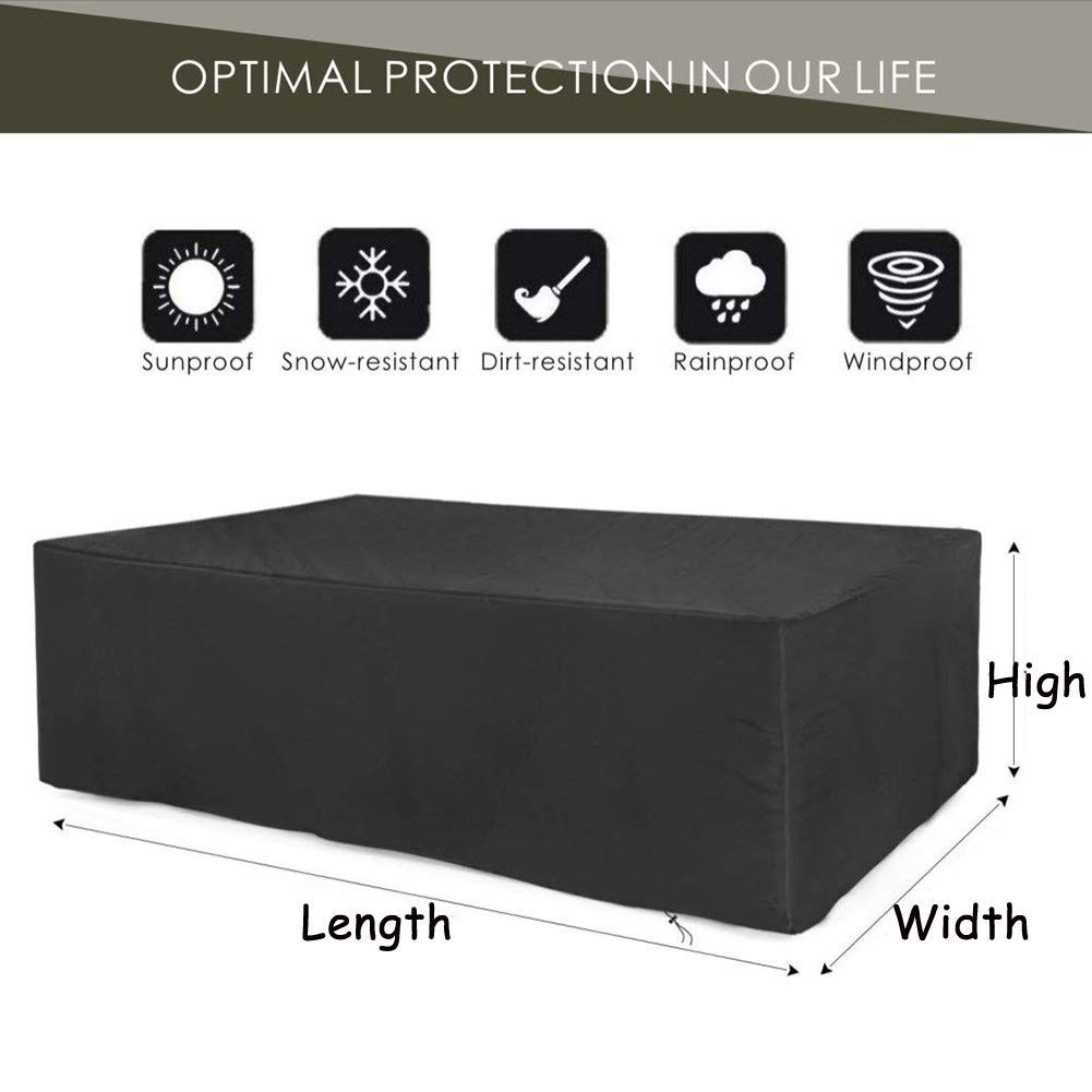 **210x140x70cm Black Oxford Cloth Patio Furniture Covers – Waterproof, Dust-Proof, UV-Resistant for Outdoor Garden & Patio Furniture – Perfect for Rectangle Chairs, Tables & Loungers**
