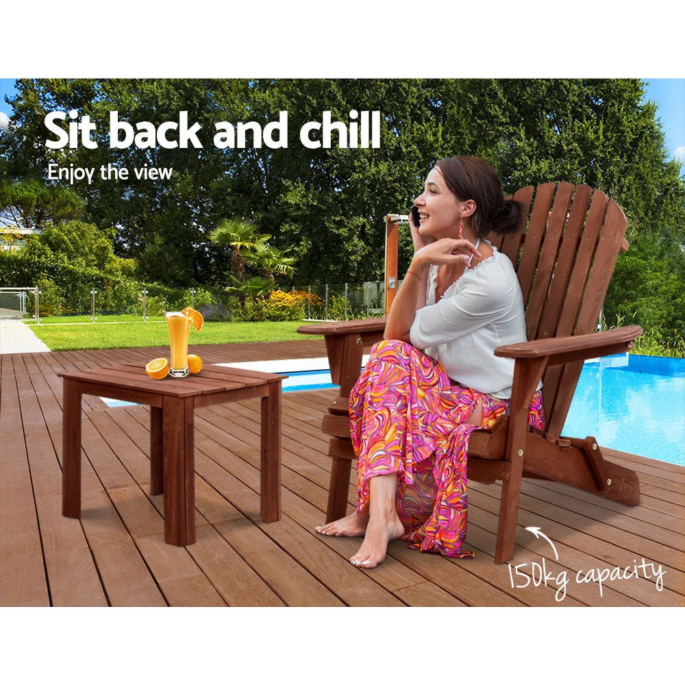 Premium Adirondack Outdoor Chairs - Solid Wood Foldable Beach Chair for Patio, Garden, Poolside & Backyard - Comfortable Brown Lounge Furniture for Relaxing in Sun or Shade