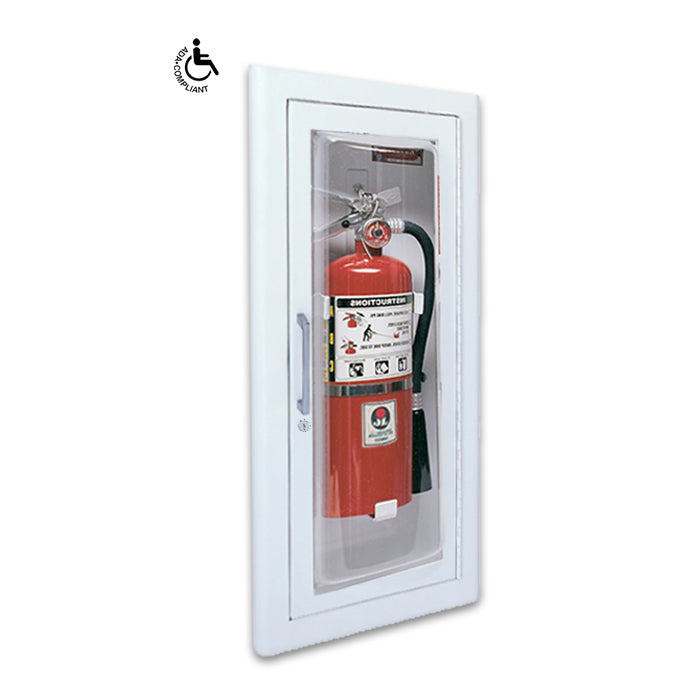 JL Industries 1515G25 Clear Full Glass Fire Extinguisher Cabinet with Pull Handle & SAF-T-LOK - Wall Mounted Safety Storage for Commercial Buildings, Schools, and Offices