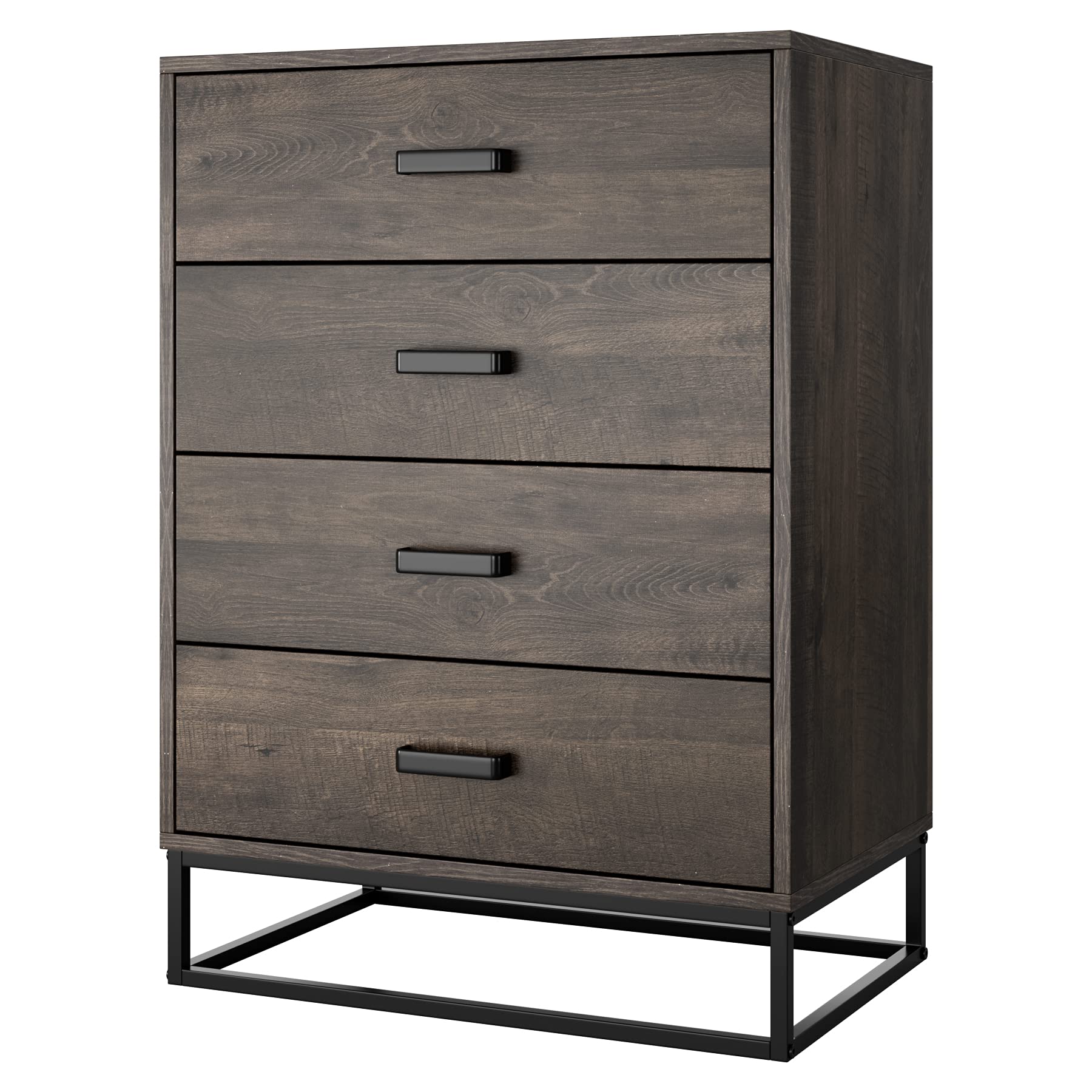 4-Drawer Wooden Chest Dresser for Bedroom - Dark Brown Nightstand with Easy Assembly for Living Room, Entryway & Closet Organization | Perfect for Home Storage & Bedroom Decor