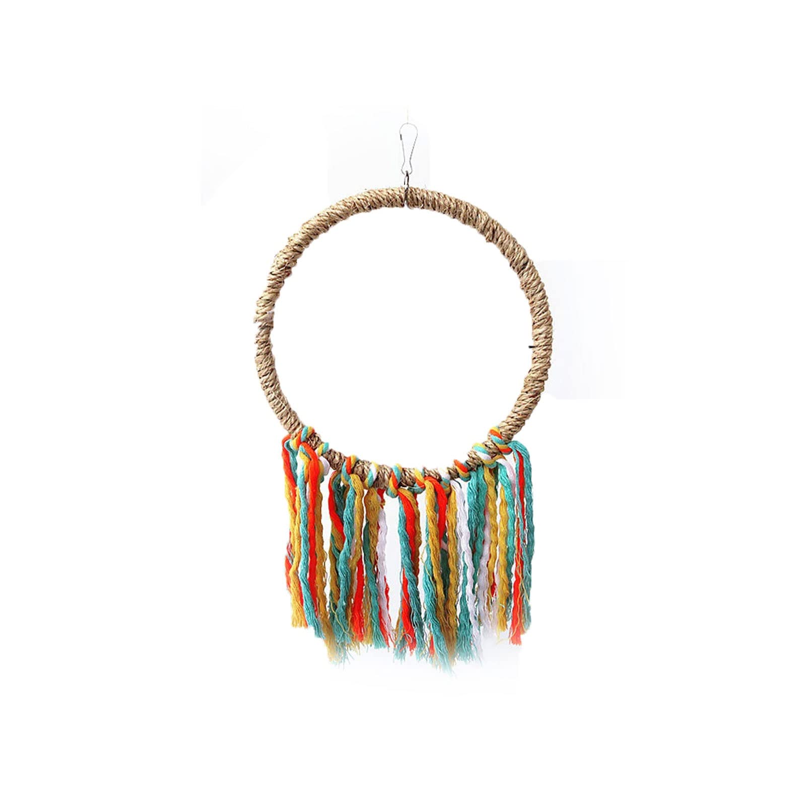DIWANG Cotton Rope Bird Toy - Chewable Parrot Perch Swing with Ring Stand for Climbing | Cage Hanging Chewing Toy for Parrots, Cockatiels & Small Birds | Perfect for Exercise & Mental Stimulation