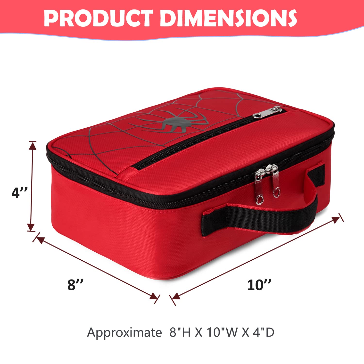 BLUEFAIRY Insulated Lunch Box for Boys & Kids - Leakproof School Lunch Bag for Elementary, Middle School & Kindergarten - Perfect for Daycare, Picnics & Outdoor Activities - Deep Red