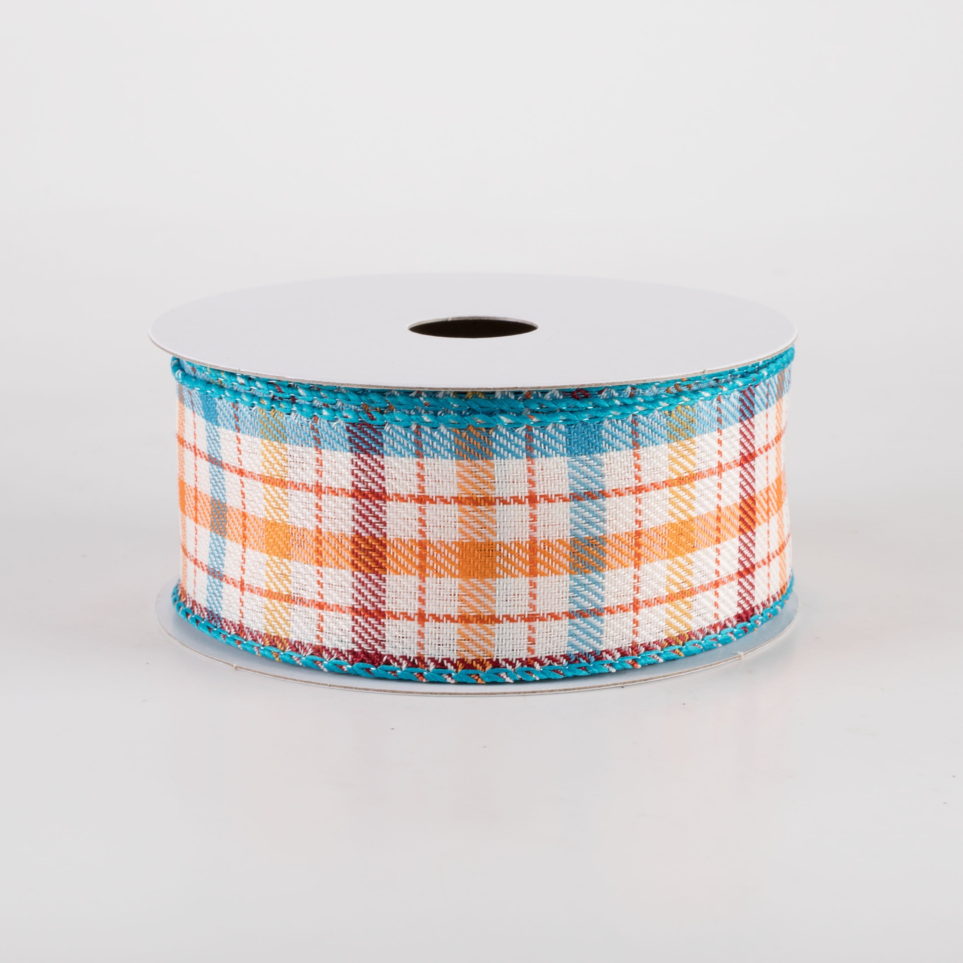 1.5 Inch Gilmore Plaid Ribbon - Teal, Sunflower, Burgundy & Orange - 10 Yards Bulk Ribbon for Gift Wrapping, Crafts, DIY Projects & Home Decor