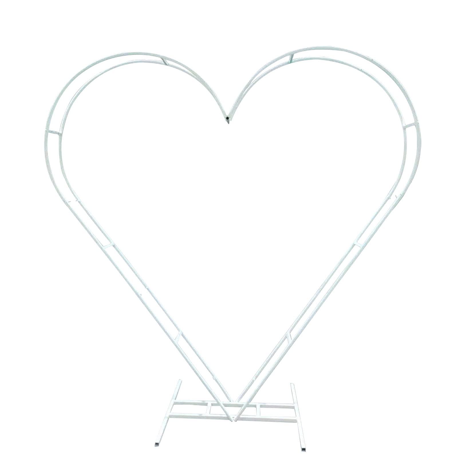 White Metal Heart Wedding Arch Stand - 6.7ft Rustproof Iron Backdrop for Outdoor Ceremony Decor, Balloon & Floral Arrangement - Perfect for Garden, Beach & Backyard Weddings