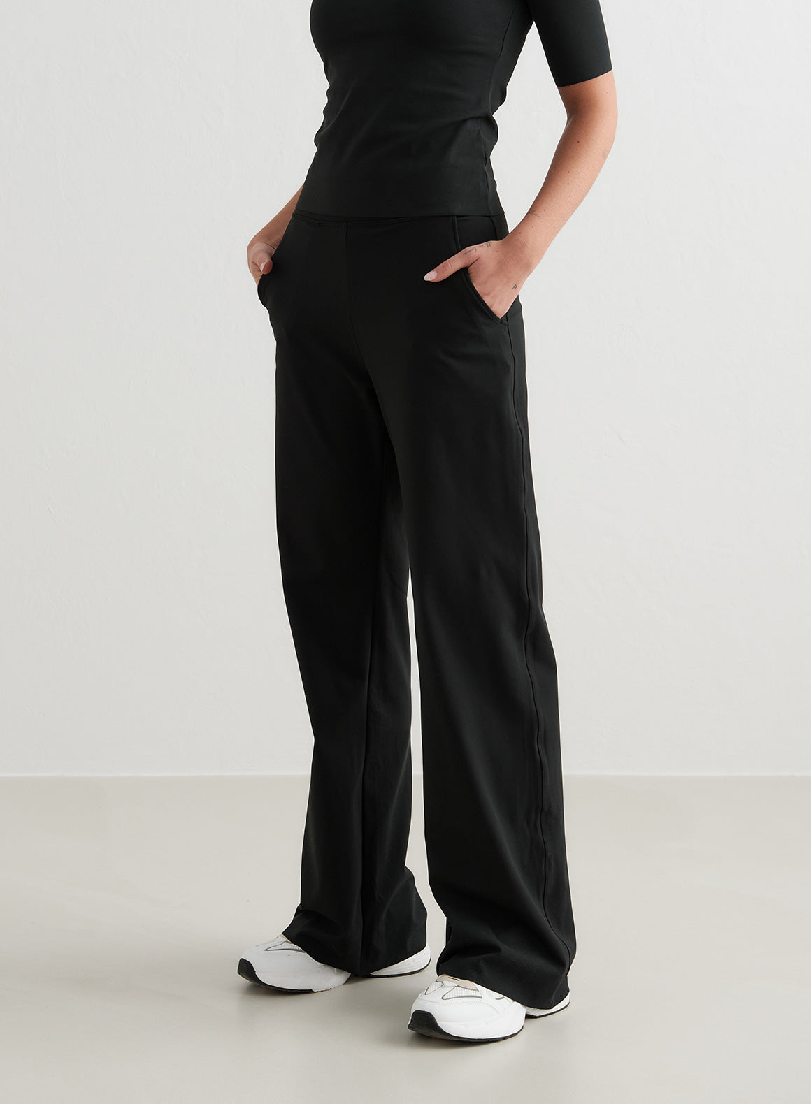 Black Sense Wide Leg Pants for Women - Comfortable High Waisted Loose Fit Trousers for Casual, Office & Travel