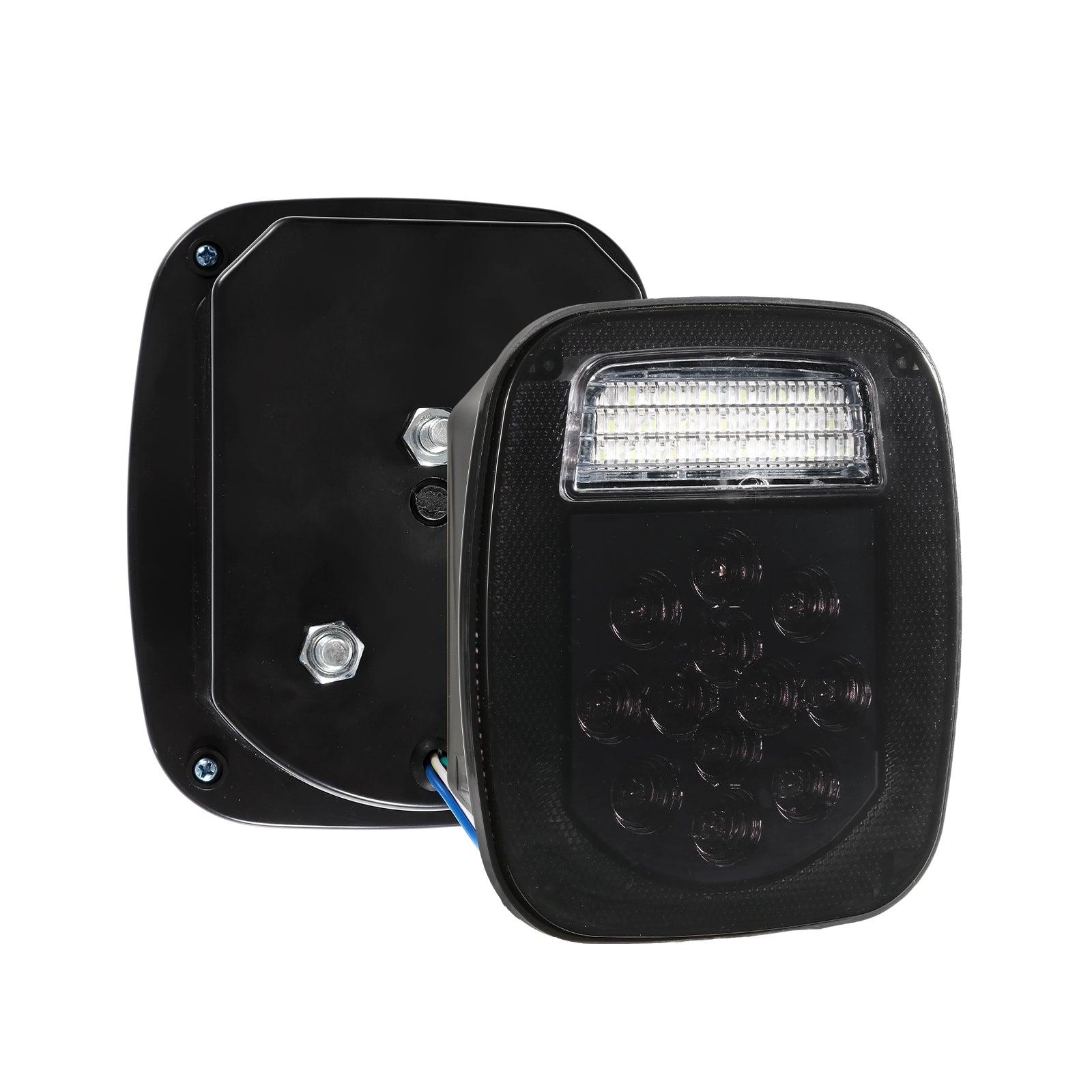 2-Piece Universal Smoked Black 39-LED Tail Light Kit for Jeep Wrangler YJ TJ CJ, Truck, Trailer, Van & Boat - Waterproof & Durable for Off-Road Adventures, Night Driving & Marine Use