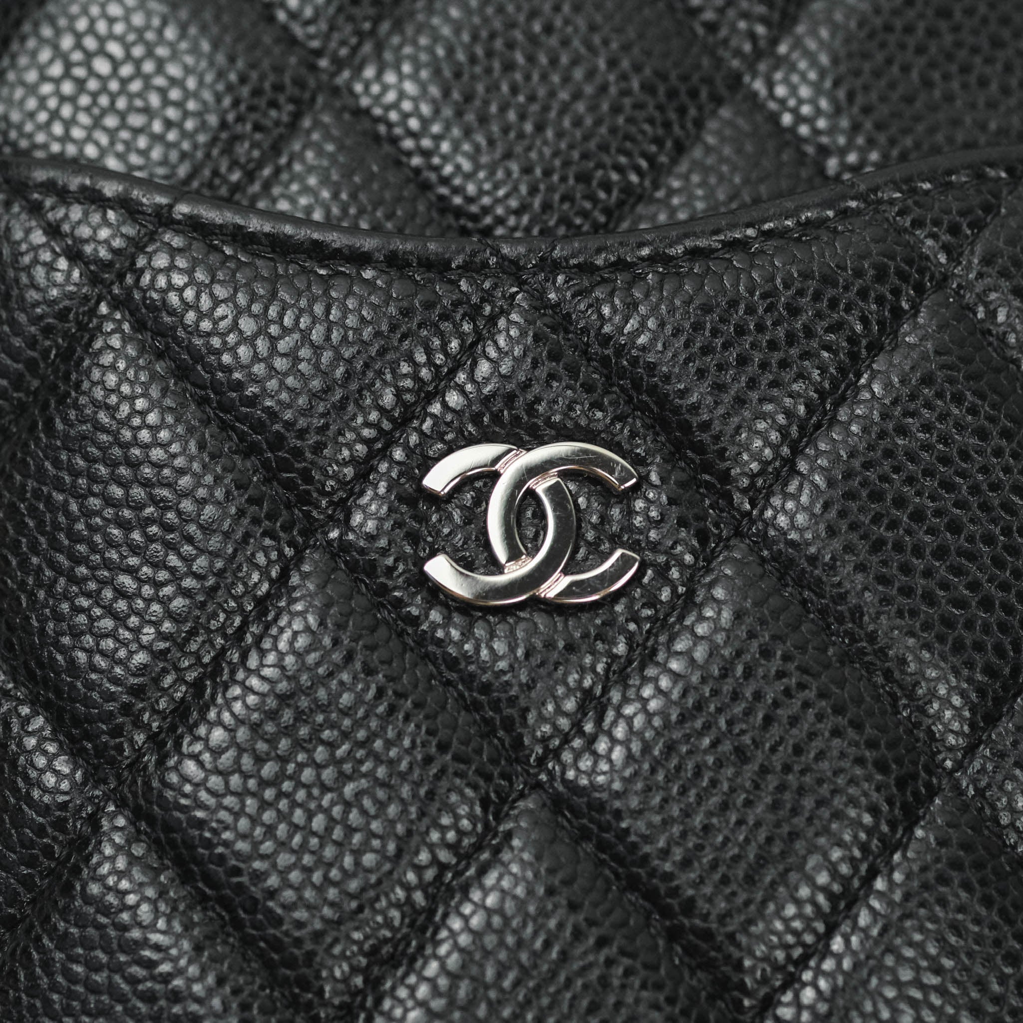 Chanel Classic Flat Black Caviar Leather Wallet Pouch with Silver Hardware - Luxury Compact Card Holder for Women | Perfect for Everyday Use, Travel & Gifts