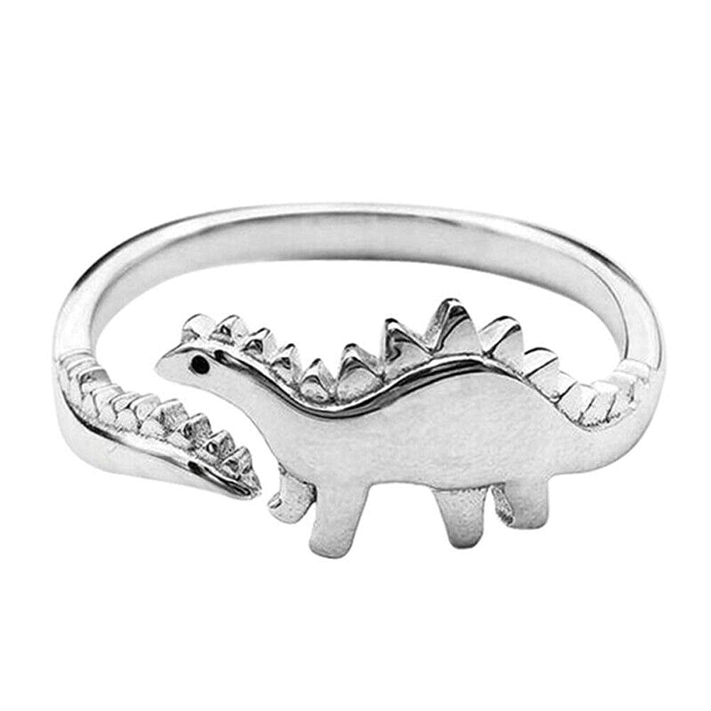 Adjustable Silver Dinosaur Ring for Women - Cute Open Finger Dino Band Jewelry for Birthday, Anniversary Gift | Perfect for Casual Wear, Parties & Gifts
