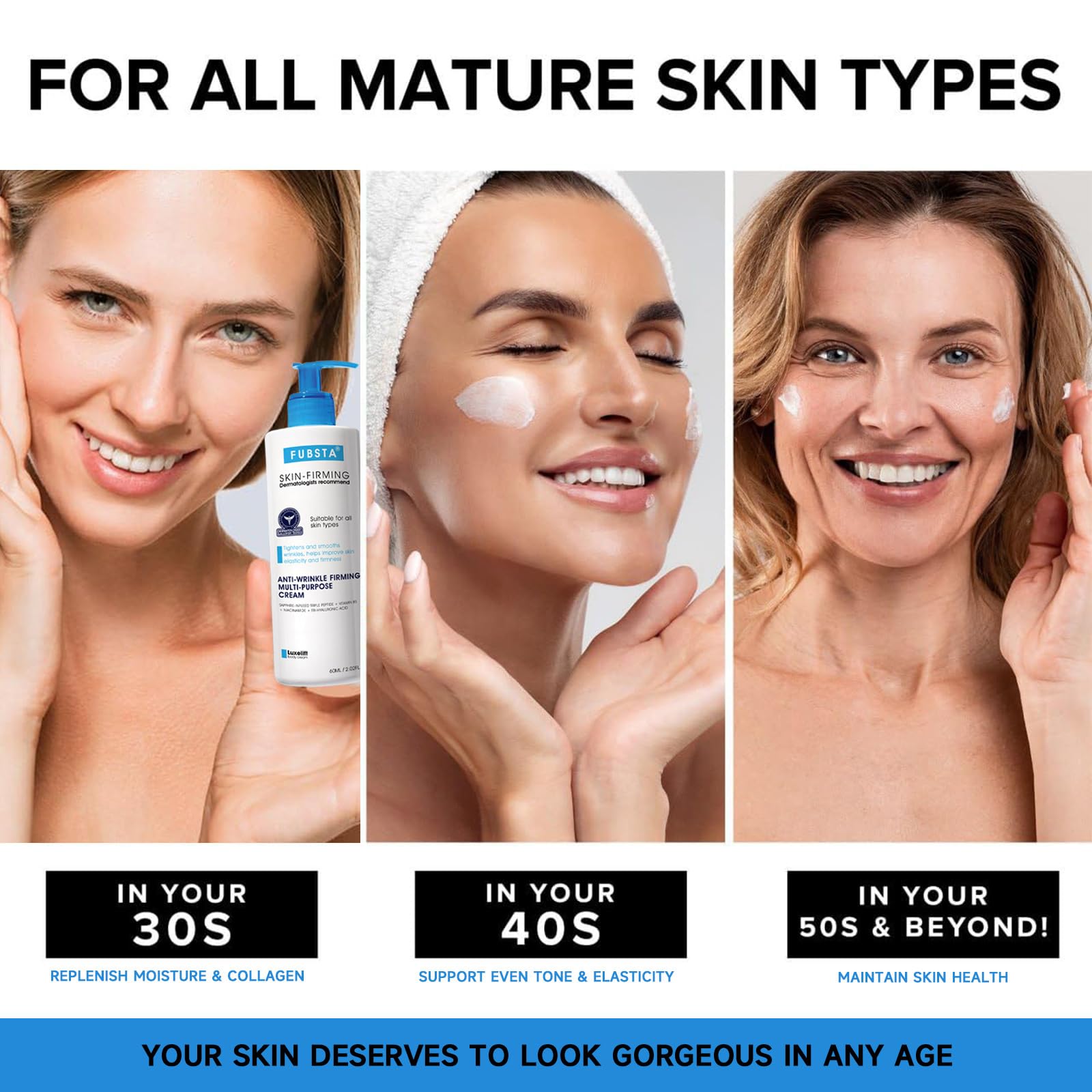 Fubsta Ultra Firming & Revitalizing Cream - 2024 New Anti-Aging Skin Tightening Moisturizer for Face & Body, Deep Hydration Lotion to Renew Skin Elasticity (2 Pack) - Perfect for Daily Skincare Routine & Post-Workout Recovery