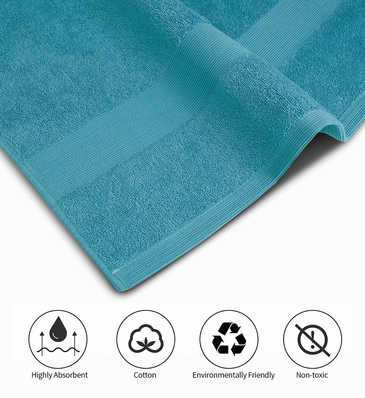 Softolle 100% Cotton Luxury Bath Towels Set of 4 - Super Soft & Absorbent 27x54 Inch Bathroom Towels - Eco-Friendly, Quick-Dry, Plush Hotel Quality (Turquoise) - Perfect for Spa, Gym, and Guest Bathrooms
