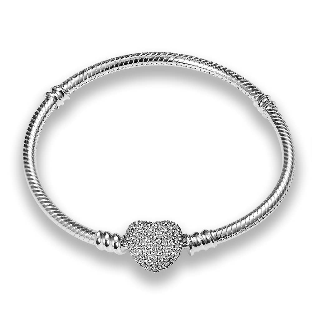KUNSIR 925 Sterling Silver Snake Chain Charm Bracelet for Women - Adjustable & Durable Jewelry Gift for Birthday, Anniversary, Valentine's Day | Perfect for Layering, Everyday Wear & Special Occasions