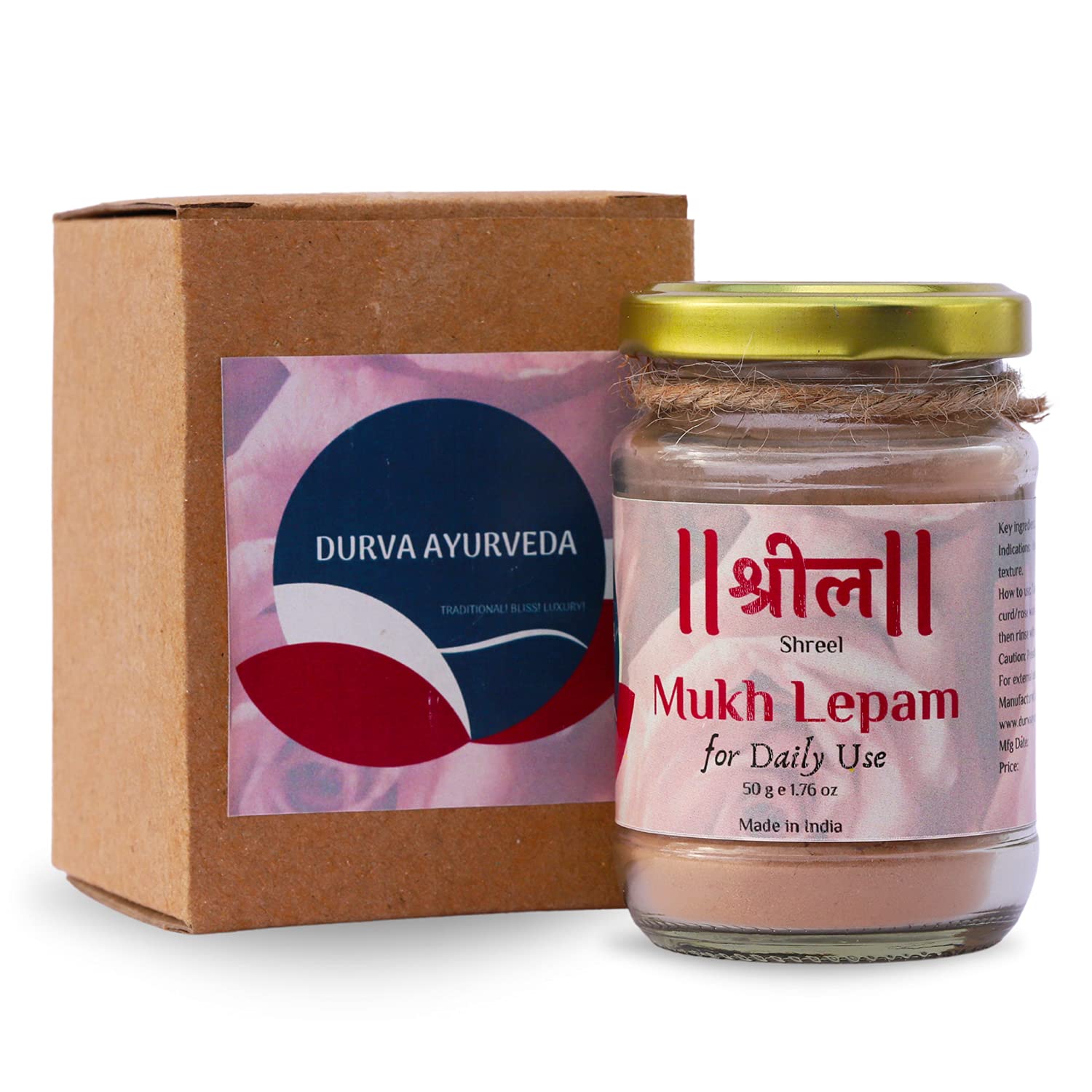DURVA AYURVEDA Daily Use Face Mask Powder - Natural Ayurvedic Skin Care for Cleansing, Rejuvenating Dull Skin & Improving Texture (50g) | Perfect for Glowing Skin Routine & Spa Treatments