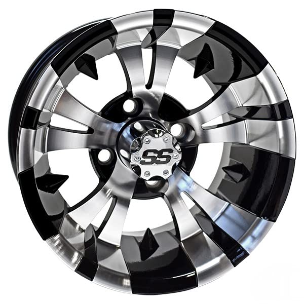 Premium GTW Vampire 14x7 Machined & Black Golf Cart Wheels (3:4 Offset) - Durable Replacement Parts & Accessories for Club Car, EZGO & Yamaha - Perfect for Off-Roading, Custom Builds & Golf Course Style Upgrades