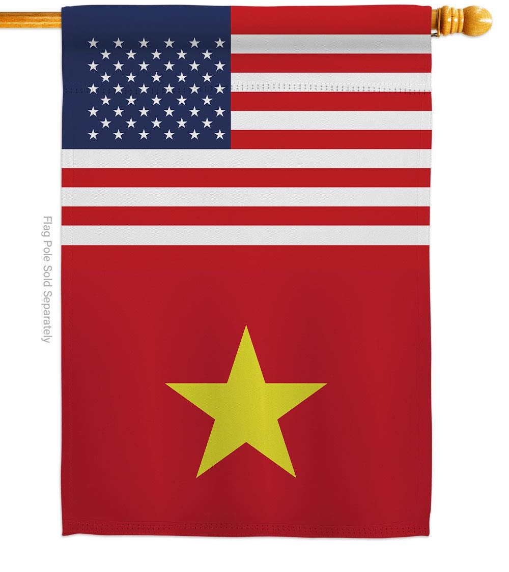 Americana Home & Garden Vietnam-US Friendship House Flag - Double-Sided Decorative Banner for Yard, Garden & International Country Displays - Made in USA - Perfect for Patriotic Events, Cultural Celebrations & Diplomatic Gift Giving