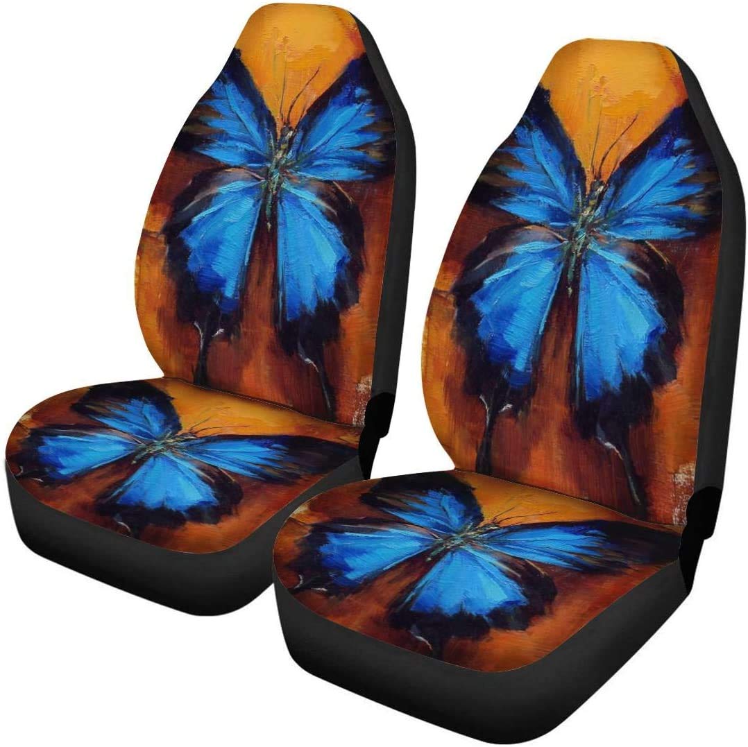 ZERODATE Blue Butterflies Car Seat Cushion Cover - Soft Cool Polyester Fabric Front Seat Carpet Protector for SUVs, Trucks, Vans & Sedans | Perfect Vehicle Gift for Comfort & Style | Ideal for Road Trips, Daily Commutes & Car Decor