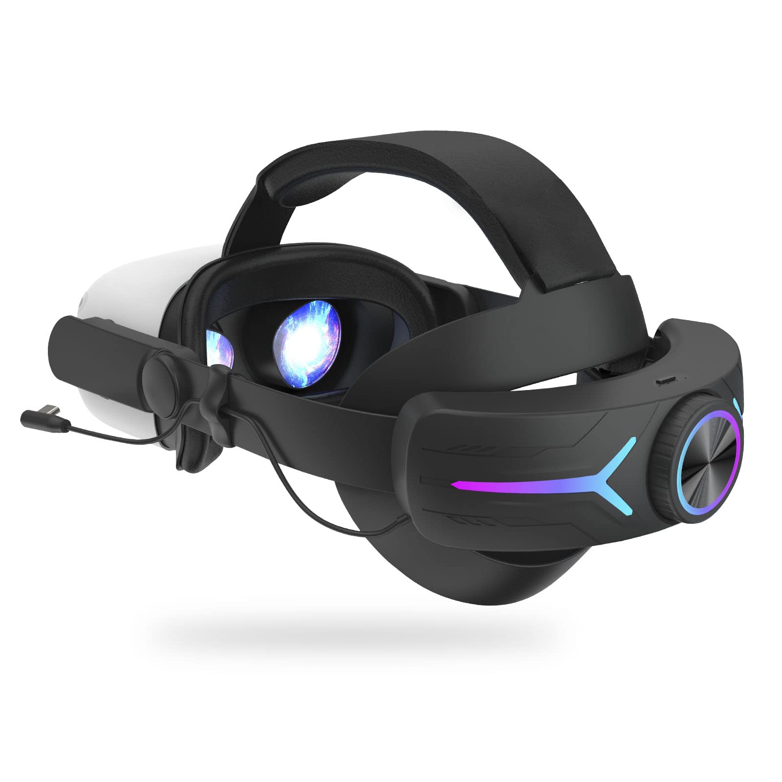 Oculus Quest 2 Head Strap Battery Pack - 8000mAh Rechargeable Battery Replacement for Meta VR Headset, Adjustable Elite Strap with LED Backlight - Perfect for Extended VR Gaming & PC Accessories (Black) by JYMEGOVR