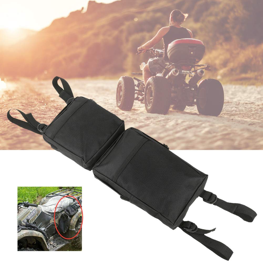 600D Oxford Cloth ATV Storage Bag - Waterproof & Wear-Resistant Motorcycle Saddle Bag for Outdoor Riding, Snowmobile & Off-Road Adventures (Black) | Perfect for ATV Accessories, Hunting Gear & Camping Equipment Storage