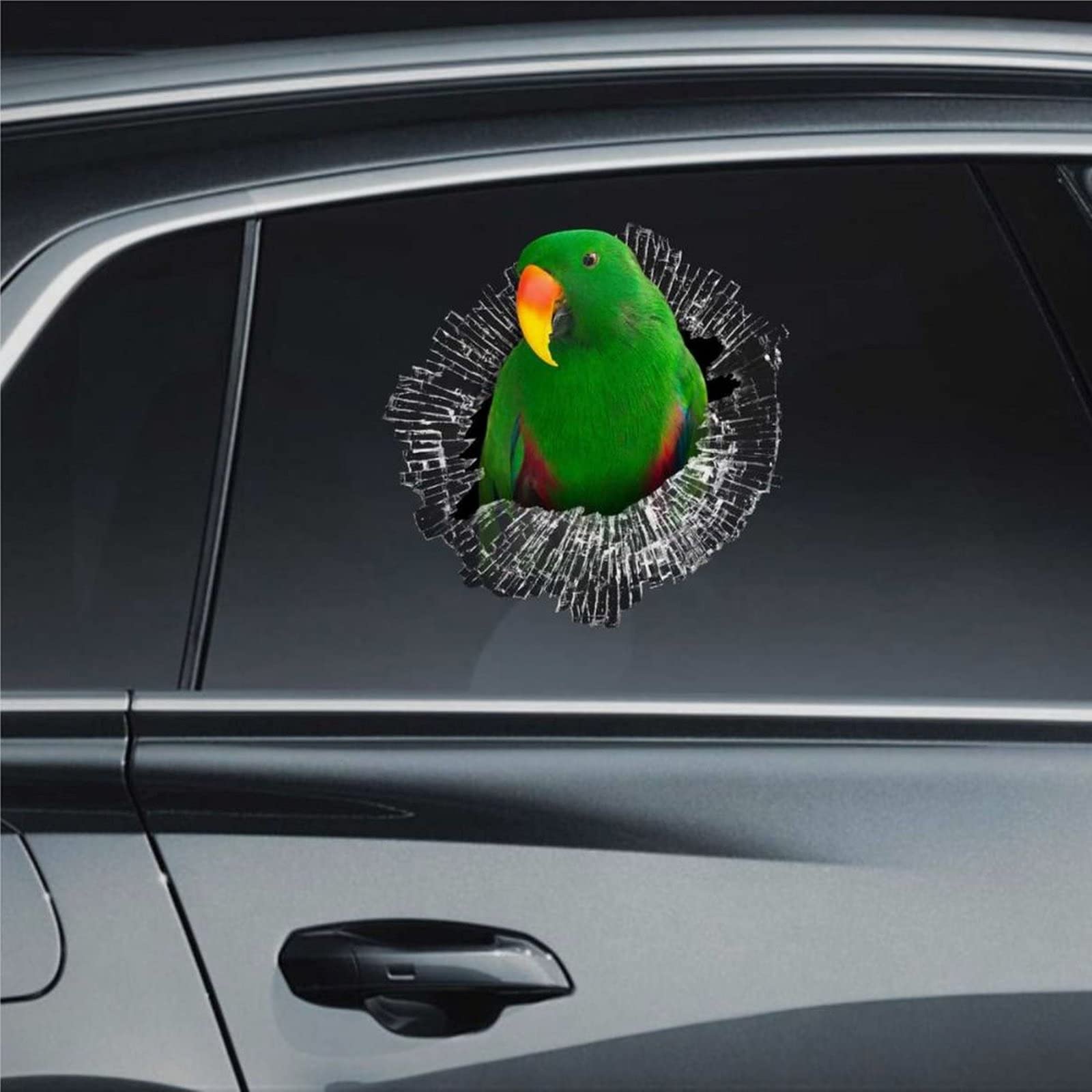 Eclectus Parrot Car Decal - 3D Vinyl Sticker for Windows, Bumpers & Glass - Funny Die-Cut Green Parrot Stickers for Cars, Planners & Gifts | Perfect for Bird Lovers, Vehicle Decoration & DIY Projects