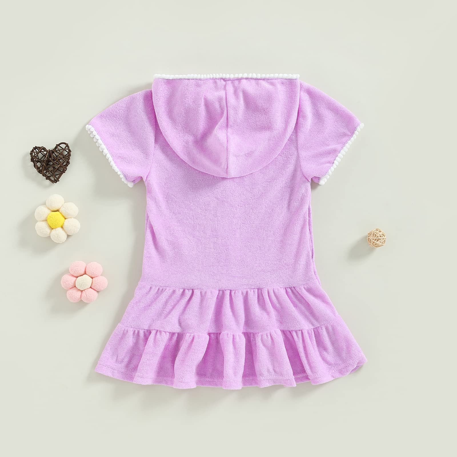 Toddler Baby Girls Swimsuit Cover Up - Cute Beach Dress with Tassels & Pompom Details, UPF 50+ Rash Guard for Pool & Ocean Play | Perfect for Summer Vacation, Beach Trips & Water Park Fun