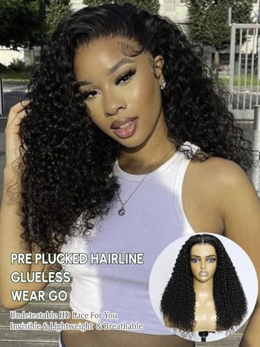 Glueless 6x4.75 Precut Lace Closure Curly Wig Natural Color