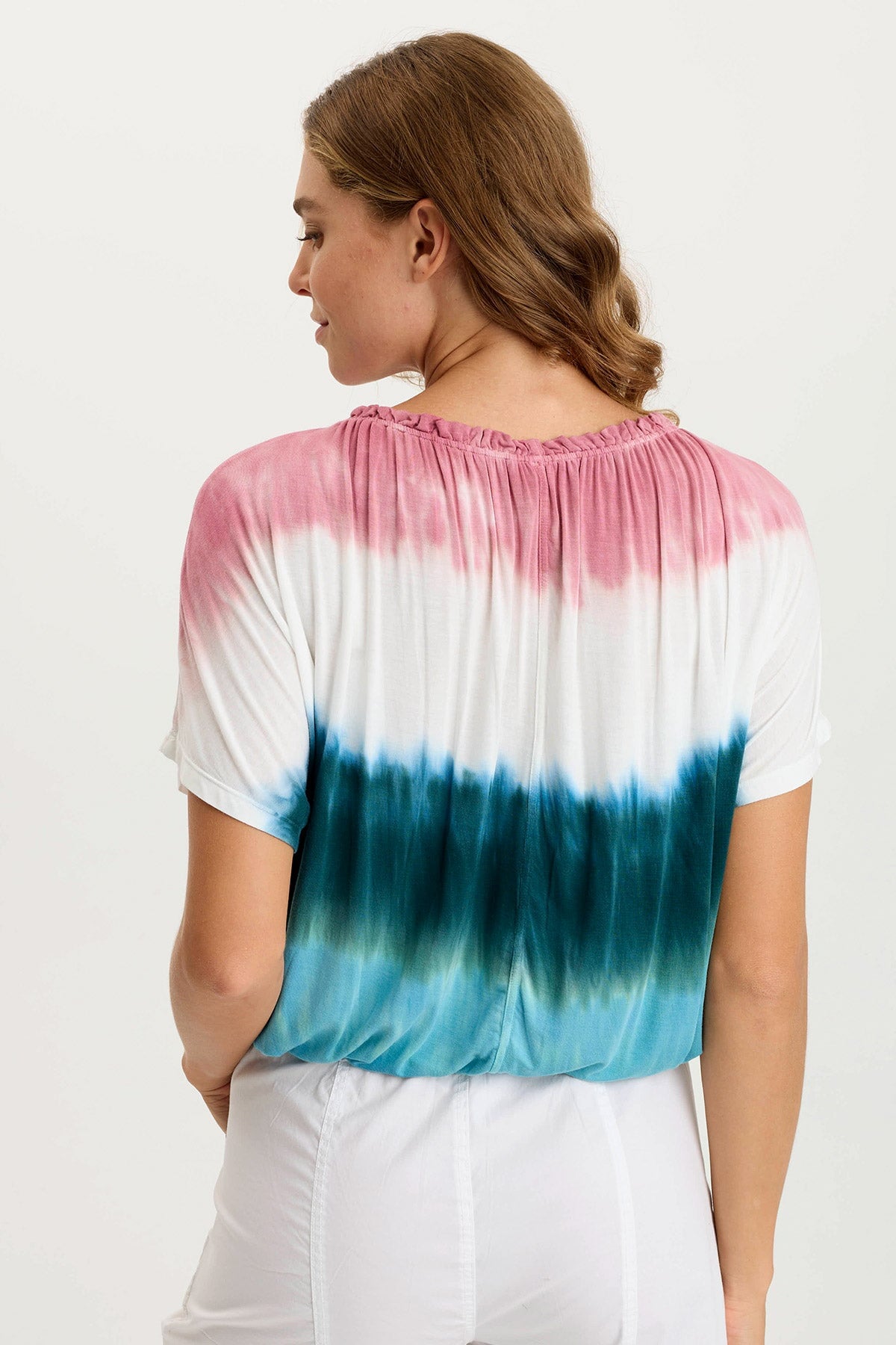 Deitra Jersey Shirred Tee - Soft Stretchy Women's T-Shirt for Casual Wear & Everyday Outfits | Perfect for Layering, Lounging & Weekend Errands