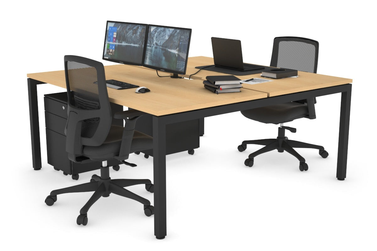Quadro Square Legs 2 Person Office Workstation Desk - 1200L x 800W with Cable Management Scallop - Perfect for Shared Workspaces & Home Offices